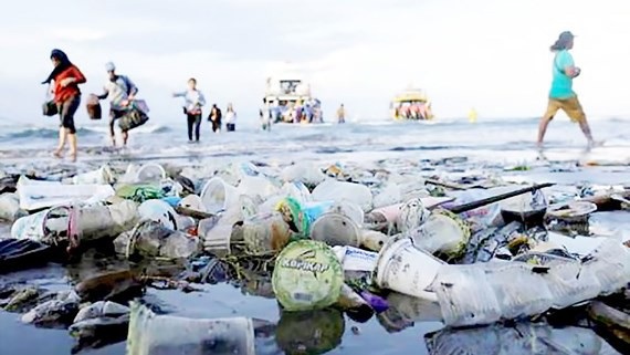 Doanh nghiệp Việt đón đầu xu thế “không rác thải nhựa” - 1 Rác thải nhựa trên đảo Nusa Penida tại Bali, Indonesia.