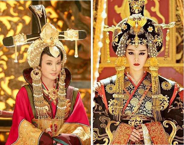 Hai minh tinh vào vai Võ Tắc Thiên cùng khốn đốn vì trốn thuế - 2 Hai nữ diễn viên Lưu Hiểu Khánh (trái) - Phạm Băng Băng (phải)