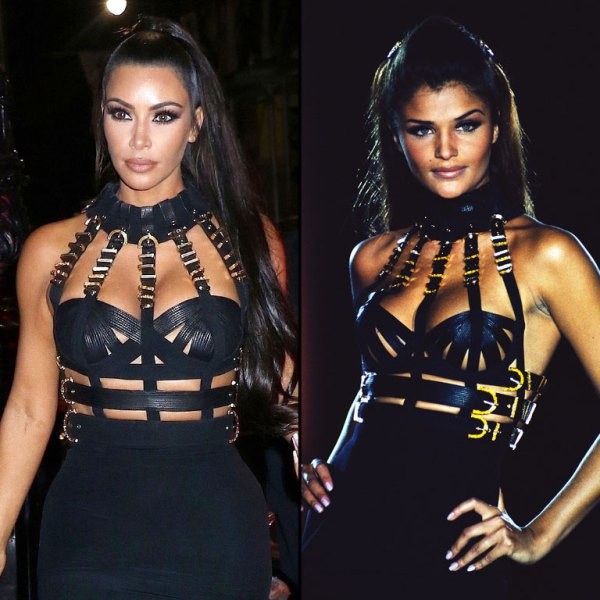 Khi sao "đụng hàng" - 9
Kim Kardashian đụng hàng với Helena Christiansen trong bộ váy Versace mà Helena mặc cách đây đã 26 năm
