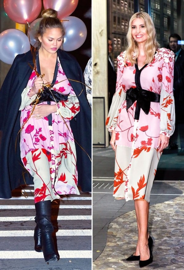 Khi sao "đụng hàng" - 16
Chrissy Teigen và Ivanka Trump trẻ trung với váy Joanna Ortiz