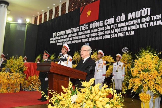 Nguyên Tổng Bí thư Đỗ Mười là tấm gương sáng để học tập, noi theo - 1 Tổng Bí thư Nguyễn Phú Trọng đọc điếu văn tưởng nhớ nguyên Tổng Bí thư Đỗ Mười