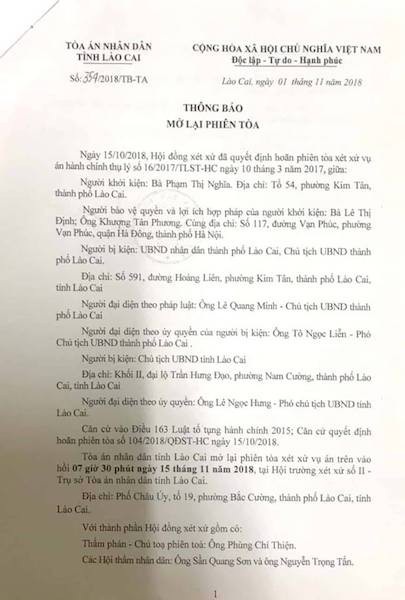 Người dân kiên trì khởi kiện, Chủ tịch tỉnh Lào Cai lại chuẩn bị hầu toà - 1 Người dân kiên trì khởi kiện, Chủ tịch tỉnh Lào Cai lại chuẩn bị hầu toà - 1