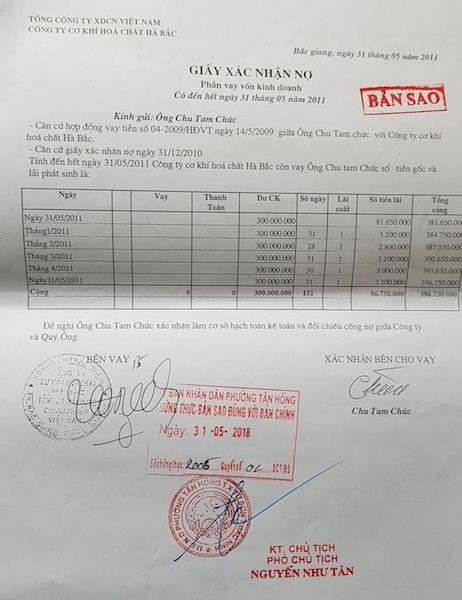 Hai luật sư “ra tay” giúp dân miễn phí vì chướng mắt cảnh doanh nghiệp “chí phèo”! - 5
Khi còn giữ cương vị giám đốc, ông Nguyễn Văn Đàm đã ký thanh toàn một phần nợ gốc và lãi cho ông Chức.