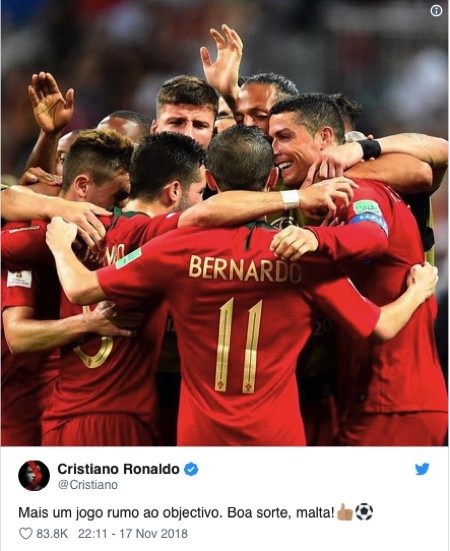 Hạnh phúc bên bạn gái, C.Ronaldo vẫn hướng về đội tuyển Bồ Đào Nha - 1 C.Ronaldo đã gửi lời cổ vũ đến các đồng đội tại tuyển Bồ Đào Nha