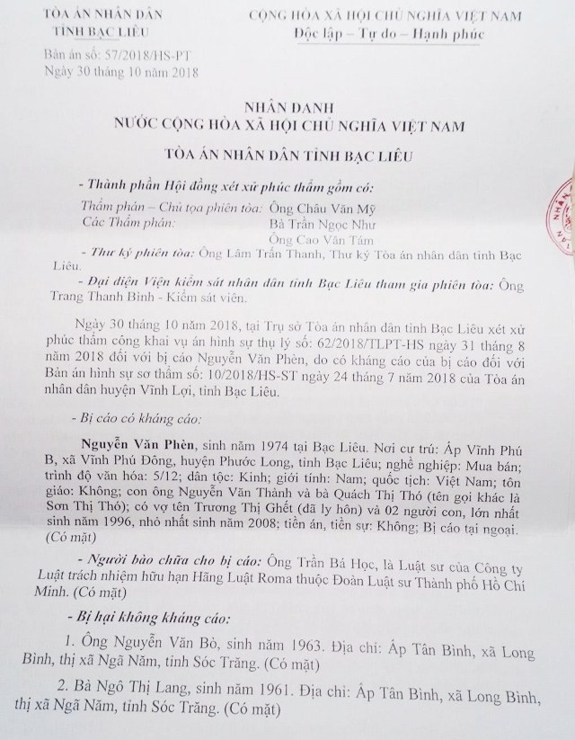 Vụ "đi đòi nợ, bị truy tố cướp tài sản": Hai cấp toà tỉnh Bạc Liêu tuyên án đã khách quan? - 5 Vụ "đi đòi nợ, bị truy tố cướp tài sản": Hai cấp toà tỉnh Bạc Liêu tuyên án đã khách quan? - 5