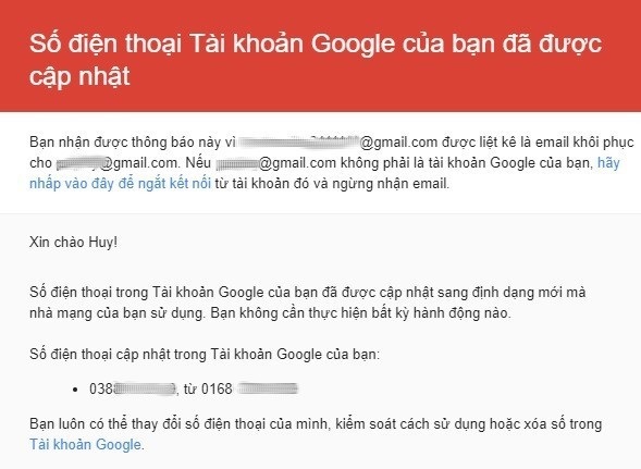 “Giải mã” những email “lạ” mà Google gửi cho người dùng Việt Nam - 2 Một nội dung email tương tự, nhưng có kèm theo lời cảnh báo ở phía trên