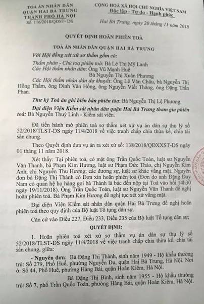 Hà Nội: TAND quận Hai Bà Trưng chuẩn bị mở phiên toà, cụ bà 76 tuổi “nín thở” chờ đợi! - 1 Hà Nội: TAND quận Hai Bà Trưng chuẩn bị mở phiên toà, cụ bà 76 tuổi “nín thở” chờ đợi! - 1