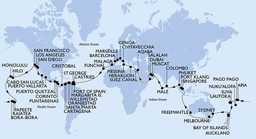 Có gì ở tour vòng quanh thế giới bằng du thuyền trị giá gần 400 triệu đồng? - 2 Lộ trình của chuyến du hành vòng quanh thế giới