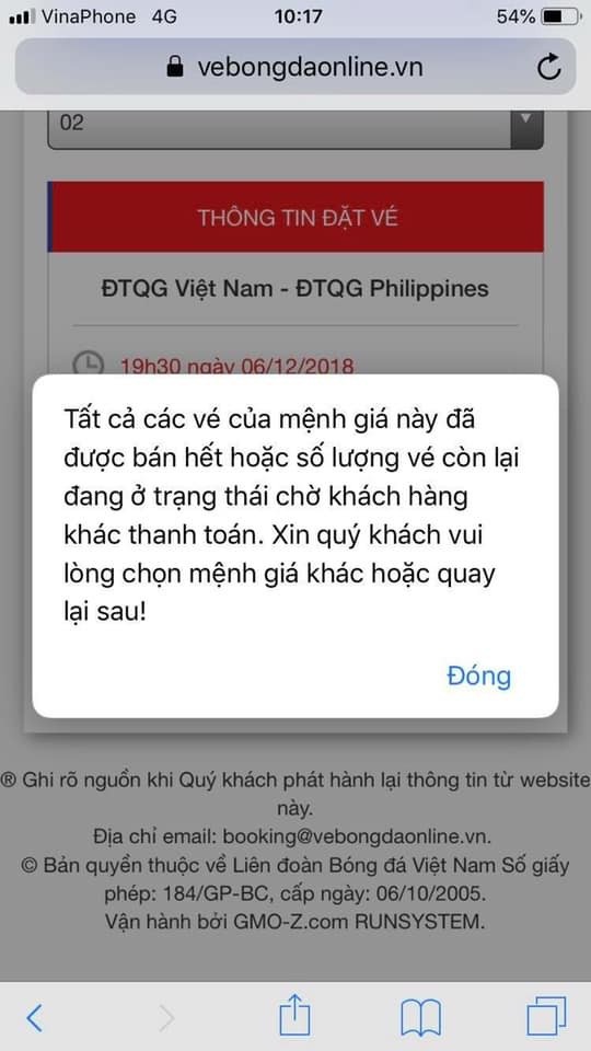 Mua vé online: Người hâm mộ nghỉ làm, trực chiến “săn vé” bằng được - 3 Nhiều người đặt vé thành công thì lại được thông báo các mệnh giá đã được bán hết