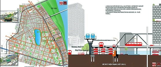 Đường sắt đô thị 5 tỷ USD: Càng chậm trễ càng tăng nợ - 2
Tuyến ĐSĐT số 1 tích hợp đồng trục với ĐSQG, tuyến số 2 trên cao và tuyến 3 đi ngầm dưới phố Trần Hưng Đạo do Citysolution đề xuất 2018 - Nguồn: Hanoidata