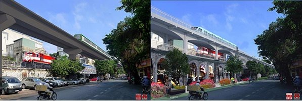 Đường sắt đô thị 5 tỷ USD: Càng chậm trễ càng tăng nợ - 3
Tuyến ĐSĐT số 1đã tạm dừng 2014: ĐSĐT tách rời ĐSQG: không cải thiện giao cắt với đường bộ trong phố, bế tắc khi vượt sông Hồng; Phương án do City solution đề xuất 2018: ĐSQG và ĐSĐT tích hợp trên tuyến cầu đá cũ Phùng Hưng, bên dưới nâng cao để lưu thông đường bộ và tạo không gian thương mại,dịch vụ, du lịch và hỗ trợ bảo tồn cầu Long Biên. Nguồn: Hanoidata