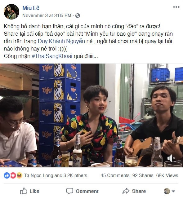 Chỉ ngẫu hứng nhưng đây mới là version "Mình yêu từ bao giờ" đỉnh nhất của Miu Lê - 2
Clip ngay lập tức được chia sẻ chóng mặt và gây bão với hàng chục ngàn lượt xem.