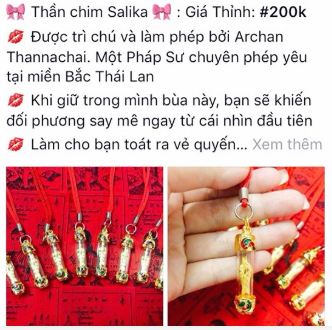Đi "chợ bùa ngải" trên mạng - 1 Bùa yêu được quảng cáo công khai.