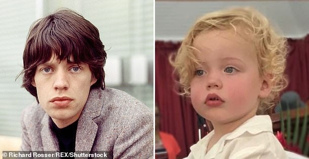 Con trai 2 tuổi giống hệt rocker gạo cội Mick Jagger - 2
Con trai út của Mick Jagger có đôi mắt xanh và đôi môi mọng giống hệt cha.