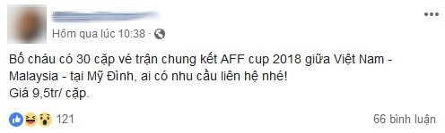 Dân mạng "kêu trời" vì không mua được vé từ VFF, giá "chợ đen" tăng phi mã - 4 Một lời chào mời mua vé chung kết với số lượng lớn trên Facebook
