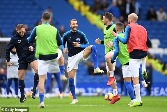 
Glenn Murray (giữa) và các đồng đội Brighton
