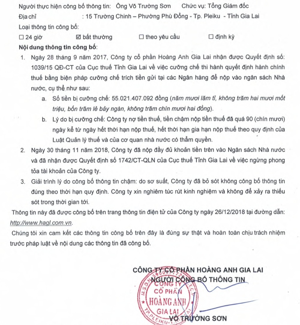 Bị cưỡng chế thuế hơn 55 tỷ đồng, bầu Đức đã trả xong trong 1 năm 2 tháng - Ảnh 2. Bị cưỡng chế thuế hơn 55 tỷ đồng, bầu Đức đã trả xong trong 1 năm 2 tháng - Ảnh 2.