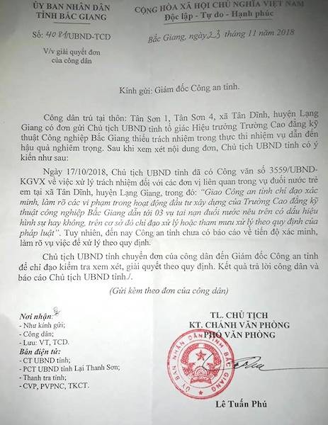 Chủ tịch tỉnh Bắc Giang quyết liệt yêu cầu làm rõ vụ 3 em nhỏ chết đuối thương tâm! - 1
Chủ tịch UBND tỉnh Bắc Giang tiếp tục có công văn gửi trực tiếp Giám đốc công an tỉnh để chỉ đạo giải quyết vụ việc.