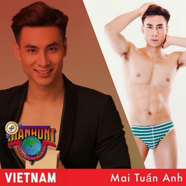 Đại diện Việt Nam kiệt sức khi đăng quang Á vương Manhunt International 2018 - 3 Mai Tuấn Anh từng đạt giải Vàng Siêu mẫu Việt Nam 2015. Sở hữu chiều cao ấn tượng 1m84, nặng 78kg, body chuẩn với số đo 100 - 78 - 100.