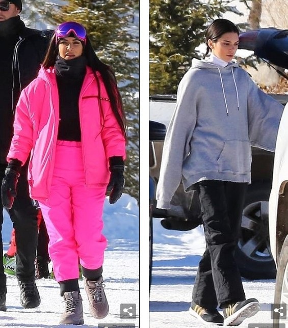 
Kim Kardashian cùng em gái Kendall Jenner xuất hiện tại khu nghỉ ở Aspen ngày 29/12 vừa qua
