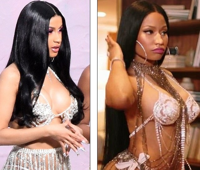 
Cô mặc bộ đồ hở hang không mấy khác biệt so với đối thủ Nicki Minaj
