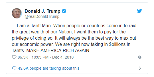 Vừa "đình chiến" thương mại, ông Trump tiếp tục cảnh báo Trung Quốc - 2
Ông Trump cảnh báo tiếp tục tăng thuế với hàng hóa Trung Quốc nếu các cuộc đàm phán đổ vỡ. (Ảnh: Twitter)