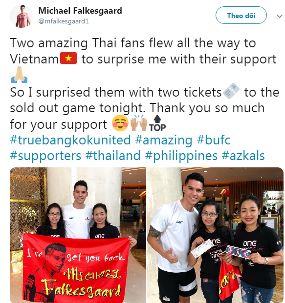 
Thủ môn Michael Falkesgaard tặng vé cho 2 CĐV may mắn
