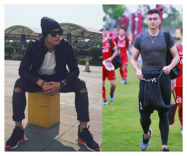 Văn Lâm (trái) và Bùi Tiến Dũng (phải) phảng phất nét phong trần và chiều cao nổi trội.