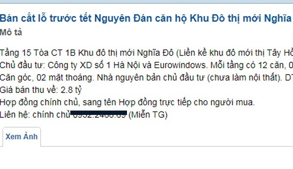 Căn hộ cắt lỗ chạy tết: Giảm giá 200 triệu, thưởng cò 100 triệu đồng - 1
Rao bán căn hộ cắt lỗ nhan nhản trên các trang rao vặt