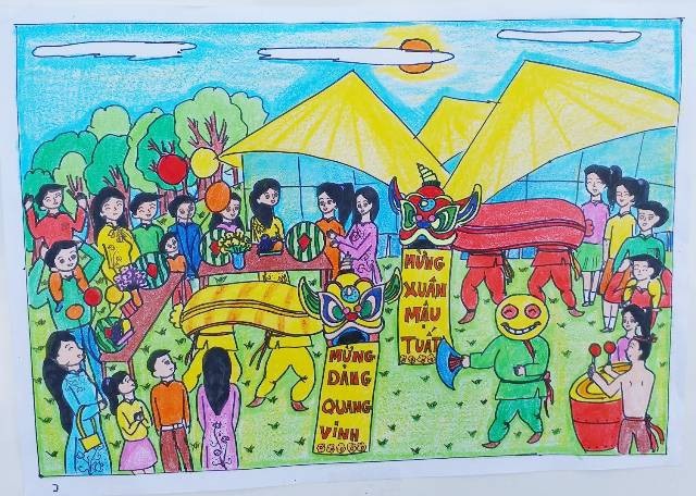 Học sinh Bạc Liêu hào hứng vẽ tranh đón xuân mới - 3