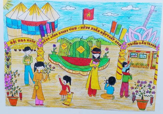 Một số tác phẩm ấn tượng của các em học sinh. 