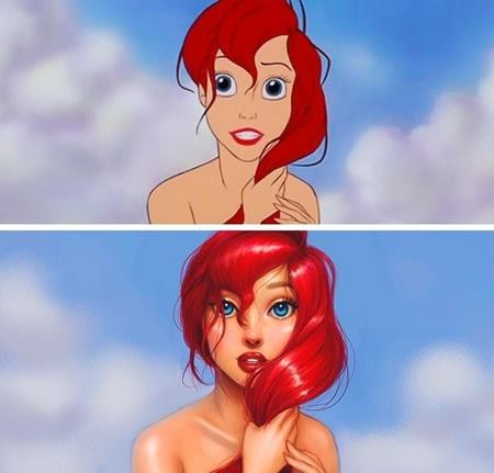 Khi các nàng công chúa Disney được “hồi sinh” ở hiện tại - 5 Nàng tiên cá Ariel trong “The little mermaid” (1989) thì lúc nào cũng xinh đẹp, cuốn hút