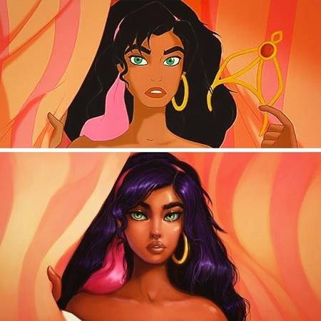Khi các nàng công chúa Disney được “hồi sinh” ở hiện tại - 6 Có thể dễ dàng nhận thấy rằng Esmeralda trong “The hunchback of Notre Dame” (1996) trông sẽ trở nên quyến rũ hơn nhiều nếu được tái sinh ở hiện tại