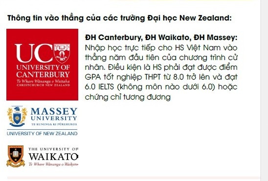 5/8 trường đại học công lập của New Zealand tuyển thẳng học sinh Việt Nam - 2 5/8 trường đại học công lập của New Zealand tuyển thẳng học sinh Việt Nam - 2