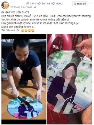 Sốc với dịch vụ in hình vợ lên... mặt thớt - 1 Status rao bán thớt in hình vợ gây bão trên mạng xã hội (ảnh: FB)