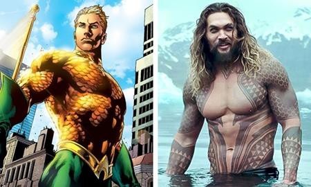Những siêu anh hùng có tạo hình “một trời, một vực” so với nguyên tác - 2 Aquaman trên màn ảnh không có mái tóc ngắn, không có lớp vảy óng ánh, không có cả lớp trang phục xanh rì nhưng trông anh chàng vẫn rất cá tính và mạnh mẽ dưới sự thể hiện của Jason Momoa