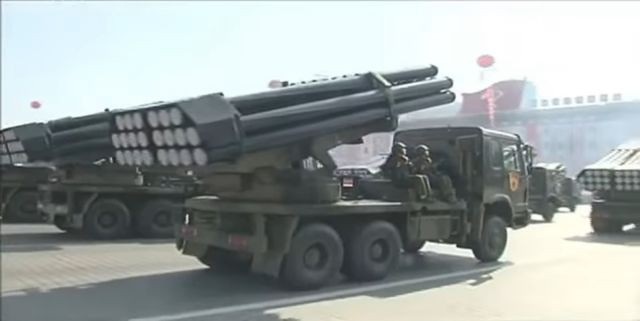 Dàn vũ khí hùng hậu trong lễ duyệt binh của Triều Tiên - 3 Hệ thống KN-16 của Triều Tiên tại lễ duyệt binh (Ảnh: NK News)