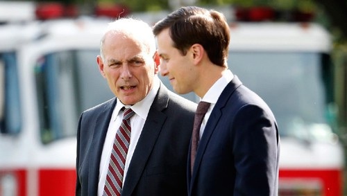 
Chánh Văn phòng Nhà Trắng John Kelly (trái) và cố vấn cấp cao Jared Kushner Ảnh: AP
