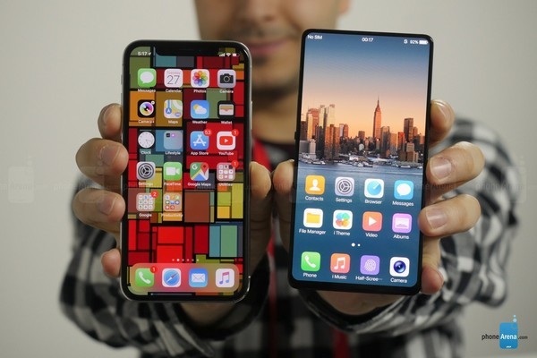 Smartphone không viền màn hình với thiết kế camera trước cực độc - 8 So sánh iPhone X (trái) và Apex