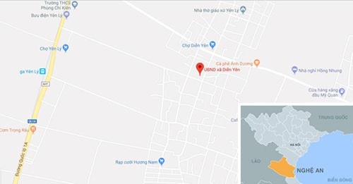 Chở con đi học về, người cha bị côn đồ chặn đường chém trọng thương - 1 Xã Diễn Yên, nơi xảy ra vụ việc. Ảnh: Google Maps.