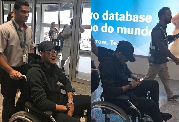 Neymar ngồi xe lăn, di chuyển tới bệnh viện Belo Horizonte