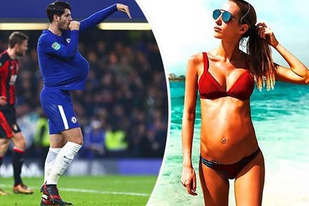 Bà xã của Morata diện bikini khoe dáng nóng bỏng bất chấp bụng bầu - 1 Bà xã Morata vừa khoe dáng bốc lửa