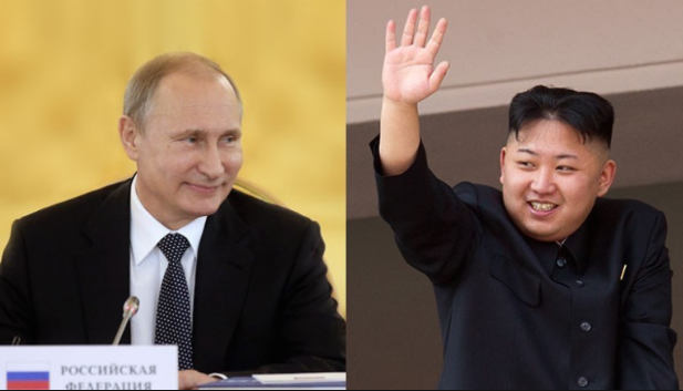 Ông Kim Jong-un chúc mừng Tổng thống Putin tái đắc cử - 1 Tổng thống Putin (trái) và nhà lãnh đạo Kim Jong-un (Ảnh: Getty)