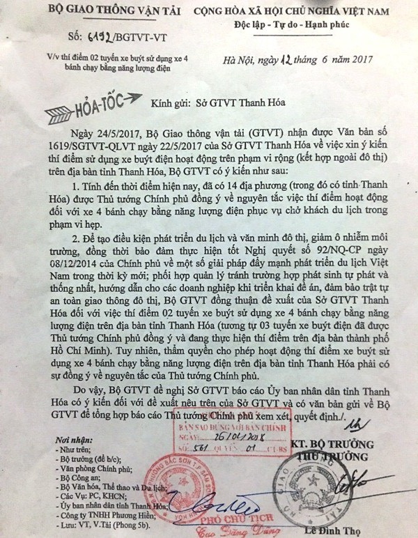 Thanh Hóa: Doanh nghiệp “khốn khổ” vì bị chính quyền “làm khó”? - 1 Công văn hỏa tốc của Bộ GTVT gửi Sở GTVT Thanh Hóa
