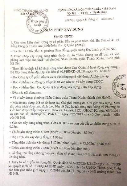 Hà Nội: Thu tiền tỷ góp vốn của khách hàng, 7 năm sau dự án mới có giấy phép xây dựng? - 6 Hà Nội: Thu tiền tỷ góp vốn của khách hàng, 7 năm sau dự án mới có giấy phép xây dựng? - 6