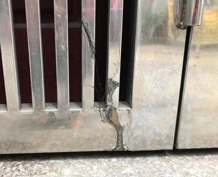 Những vết axit còn lưu lại hiện trường.