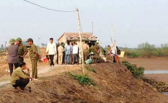 Khu vực đầm nuôi tôm nhà bà Mùi.