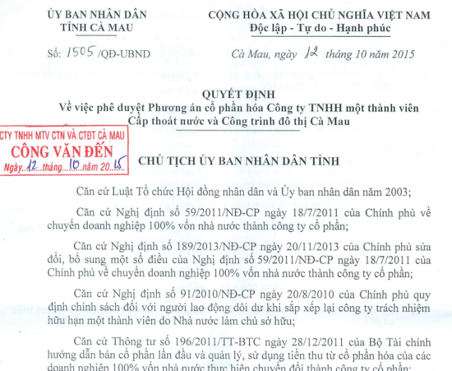 Chủ tịch tỉnh yêu cầu Công ty Cấp nước Cà Mau sớm trả nợ cho người lao động! - 1 Chủ tịch tỉnh yêu cầu Công ty Cấp nước Cà Mau sớm trả nợ cho người lao động! - 1