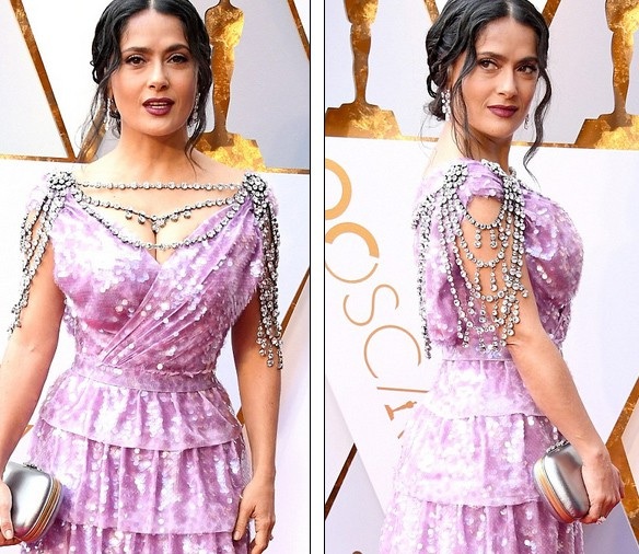 Người đẹp dập dìu khoe dáng trên thảm đỏ Oscar - 41
Salma Hayek bị chê mặc quá sến