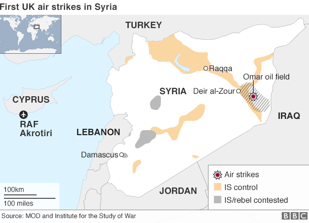 Máy bay chiến đấu Anh gần Syria vào vị trí sẵn sàng xuất kích - 1 Vị trí căn cứ không quân Akrotiri trên đảo Cyprus gần Syria (Ảnh: BBC)